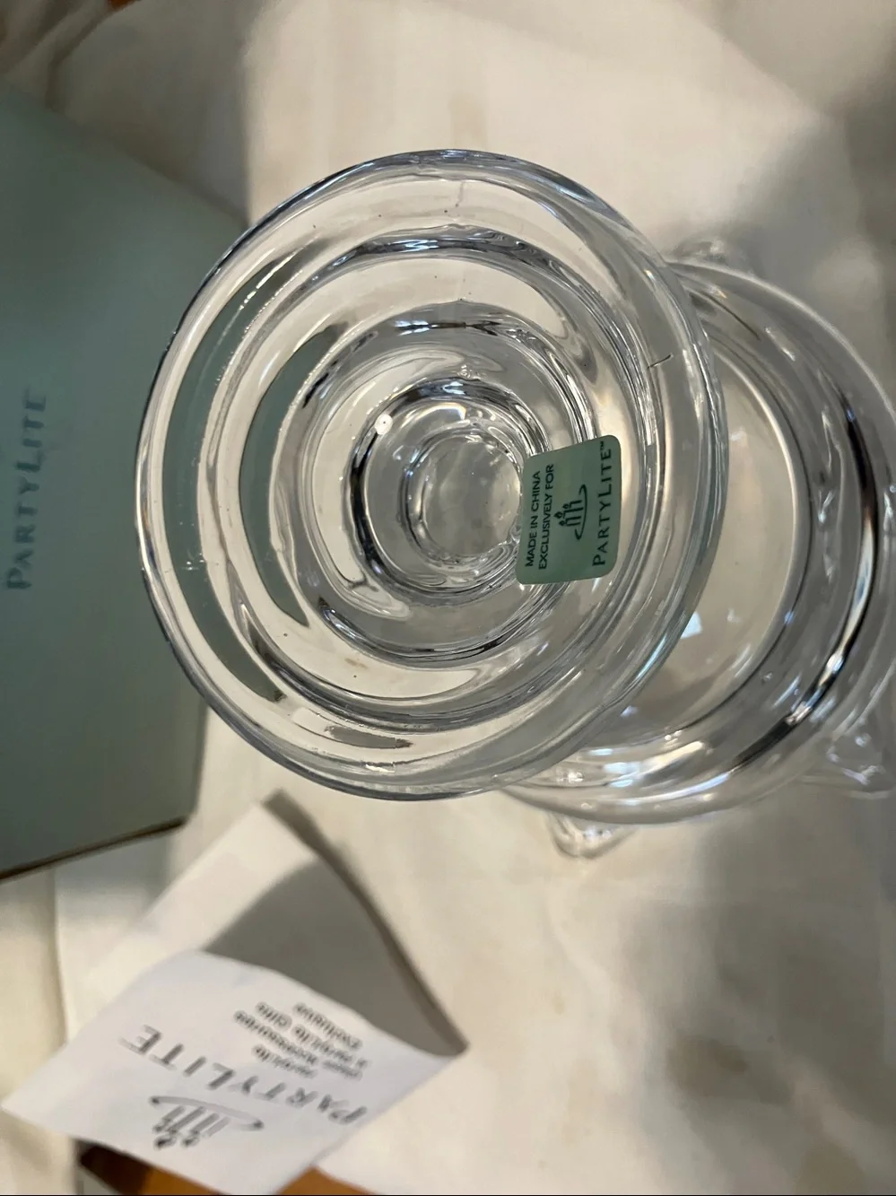 New.  Partylite. All glass “ Sundae “ style 5” -4” candle holder